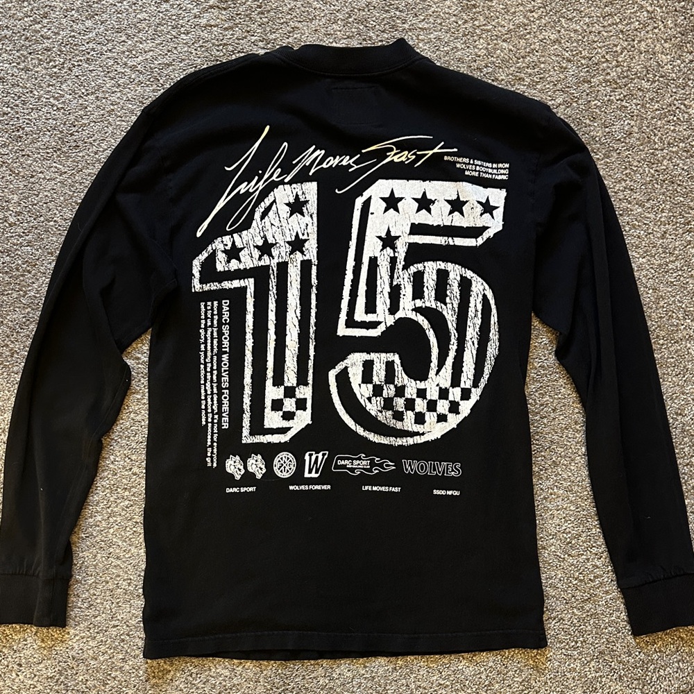 Darc Sport Black Long Sleeve Tee with Wolf and Number Design